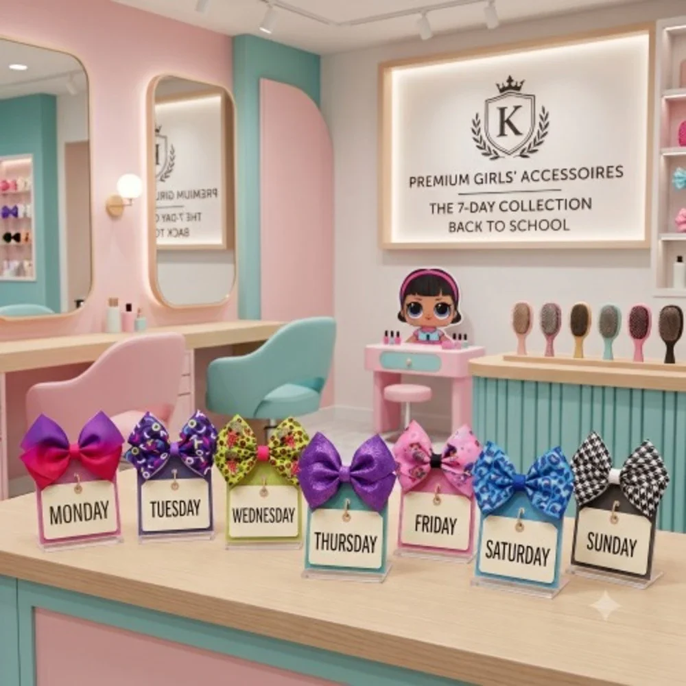GIRLS HAIR BOWS Set 7 Day LOL SURPRISE Dolls Diva Beats Hair Accessories Clips